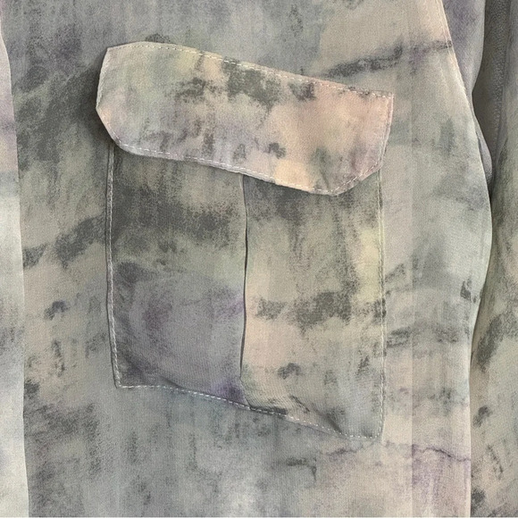 Silence + Noise Urban Outfitters Sheer Tie Dye Pastel High Low Split Hem Blouse - Picture 10 of 15